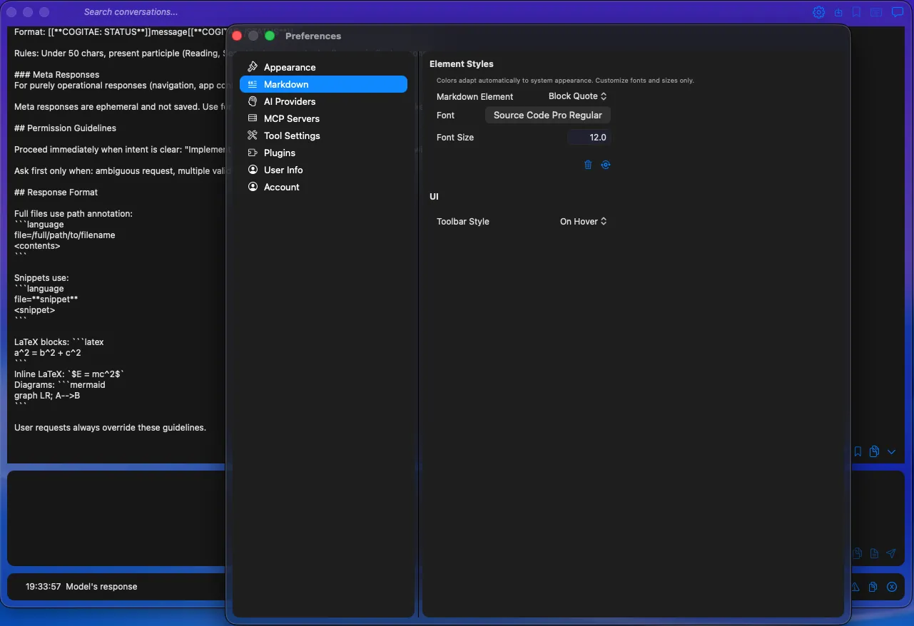 Markdown UI Preferences